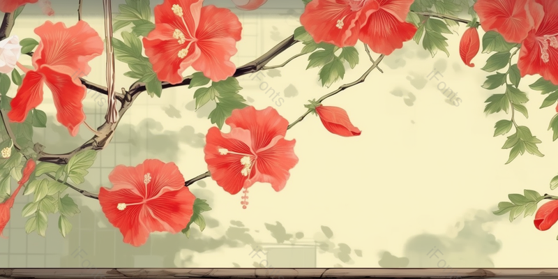 红色花卉插画倒影,插画/手绘图,插画/手绘图库,插画/手绘图下载,插画/手绘